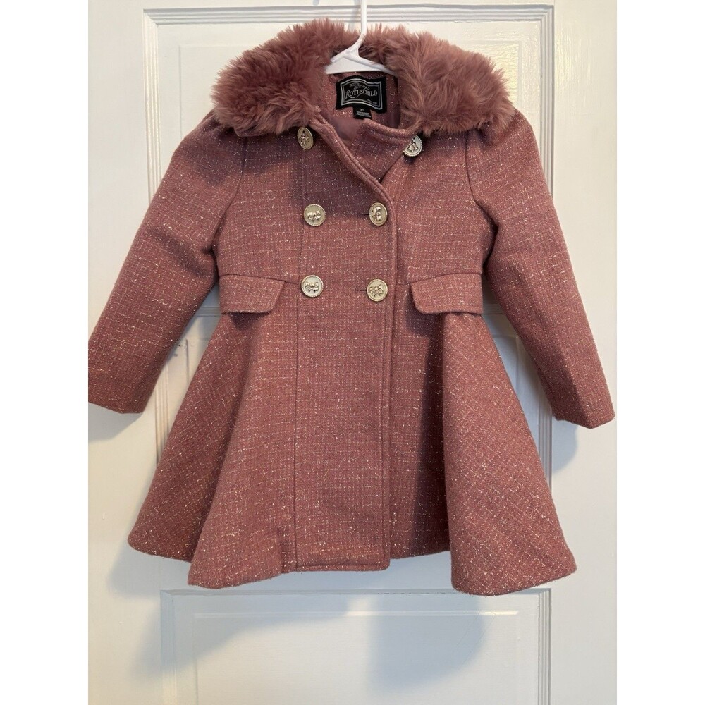 Rothschild Tweed Princess Coat Pink 4T